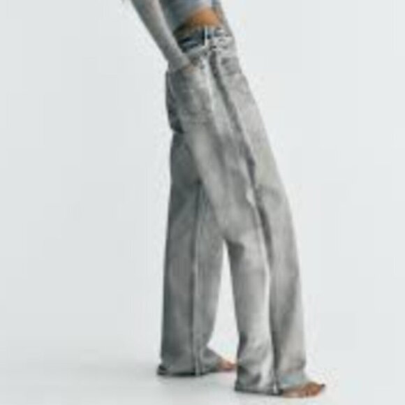 Zara Gray Relaxed Jeans High-Waisted Soft Denim - Picture 2 of 12